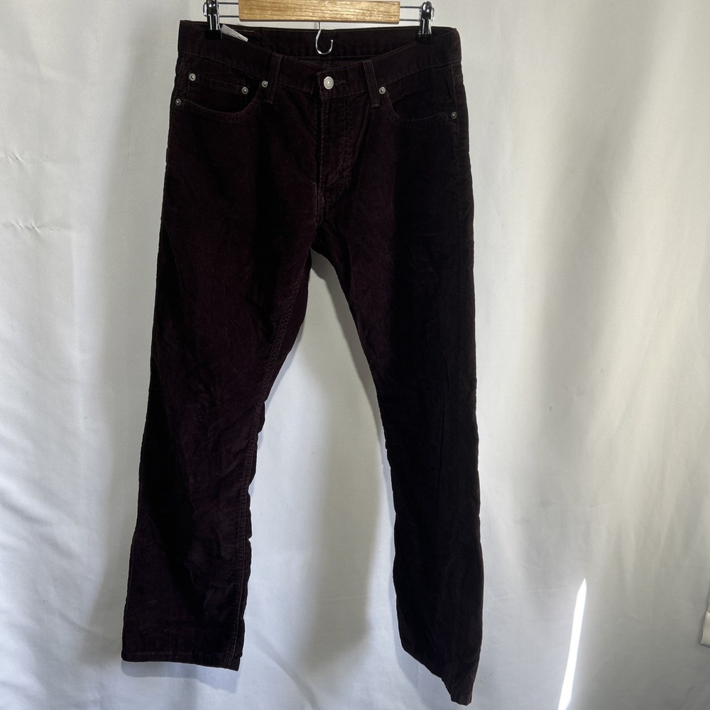 Levi's 514 Corduroy Pants Mens 34x30 Maroon Straight Fit Preppy Zip Fly Casual
